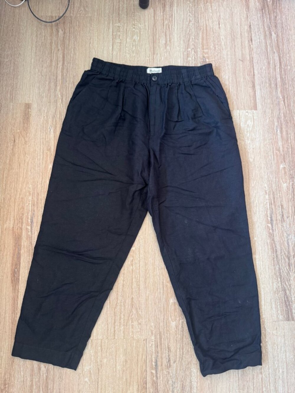 Madewell Black Linen Pull-On Pants Size M Excellent Condition